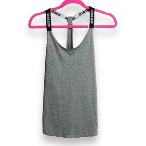 Nike Dri-fit Womens Large Athletic Tank Top Shirt Gray Elastic Black White Band